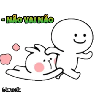 🖐 NÃO VAI NÃO Dibujo animado, Conejo, Empujando, Corriendo, Adhesivo, Arrastrando telegram sticker