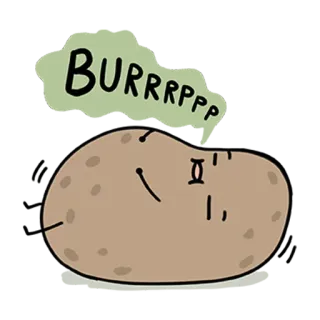 😴 BURRRRPPPP Kartoffel, Rülpser, Cartoon, Essen, lustig telegram sticker