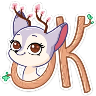 👌 Hirsch, Tier, niedlich, Aufkleber, Cartoon, Buchstabe K whatsapp sticker