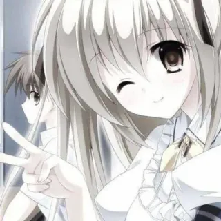 😍 ragazza anime, segno di pace, carino, occhiolino, anime telegram sticker