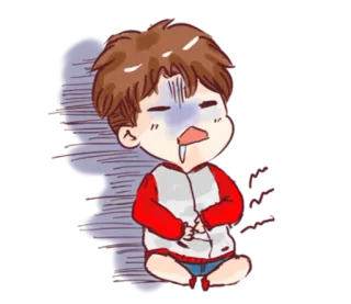 😨 cartoon, illustration, child, upset, sick, tired telegram sticker