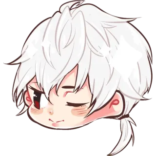 😉 Anime, Charakter, Manga, Weißes Haar, Chibi, Süß telegram sticker