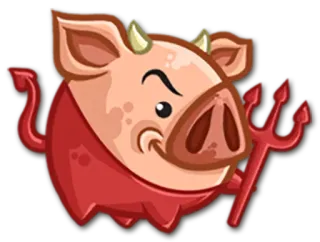 😈 porco, diabo, chifres, rabo, tridente, desenho animado, animal telegram sticker