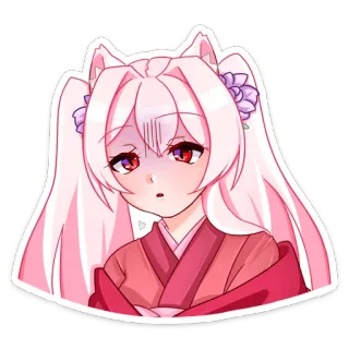 😮 Anime, Manga, Dễ thương, Tóc hồng, Tai cáo, Lo lắng, Quan ngại, Sốc telegram sticker