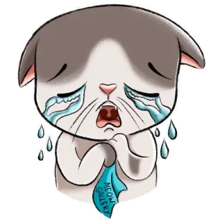 😭 MEOW CHILLERY chat, pleurer, larmes, triste, miaou, chill, mignon, autocollant whatsapp sticker