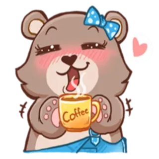 ☕️ Coffee 熊, 咖啡, 可爱, 卡哇伊, 饮料, 心 telegram sticker