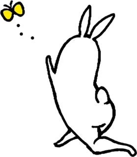 💃 rabbit, butterfly, cartoon, animal, white telegram sticker
