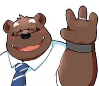 👋 หมี, การ์ตูน, มานุษยรูปนิยม, ตัวละคร, แว่นตา, เนคไท telegram sticker