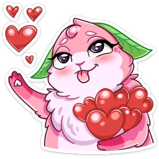 ❤️ Dessin animé, Animal, Rose, Coeurs, Amour, Mignon, Kawaii telegram sticker
