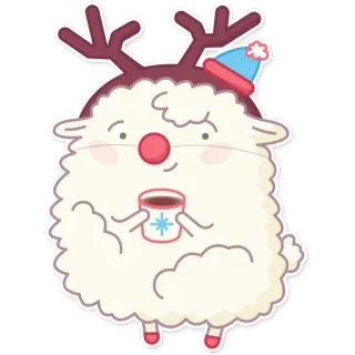 ❄ Natale, renna, inverno, bevanda, carino, cartoni animati telegram sticker