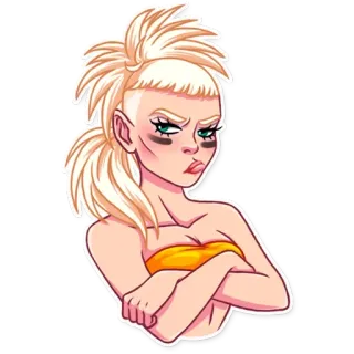 😕 женщина, блондинка, злая, отношение, серьезная telegram sticker