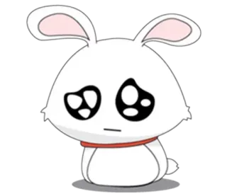 😕 lapin, triste, mignon, dessin animé, animal, blanc, lapin whatsapp sticker