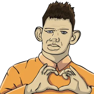 💓 man, heart, love, cartoon, orange, gesture telegram sticker