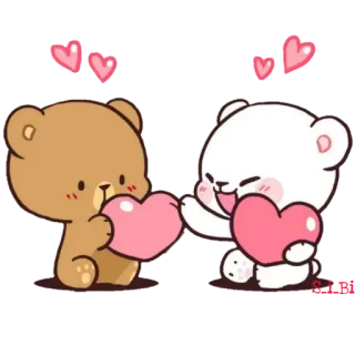 💙 orso, amore, cuore, cartone animato, carino, adorabile telegram sticker
