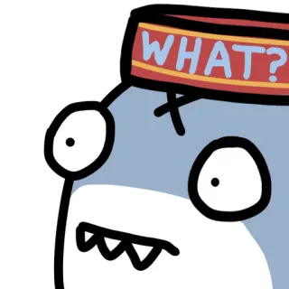 🤨 WHAT? Tiburón, Dibujos animados, Confundido, Pregunta whatsapp sticker