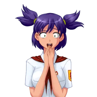 😦 anime, garota, assustada, surpresa, uniforme, russo telegram sticker