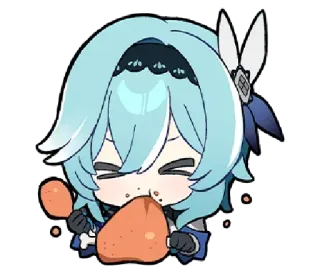 🍗 Eula Genshin Impact anime, eating, chicken, video game, cute, food telegram sticker