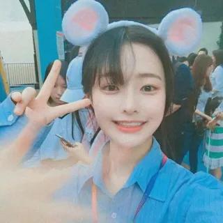 🥂 donna, selfie, segno di pace, orecchie da topo, asiatica whatsapp sticker