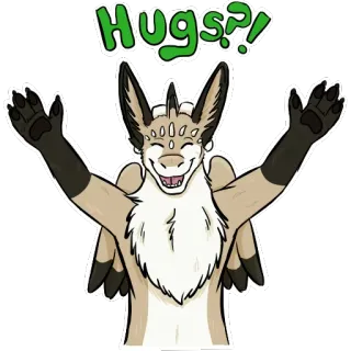 🤗 HUGS?! abrazos, furry, dibujos animados, animal, lindo whatsapp sticker