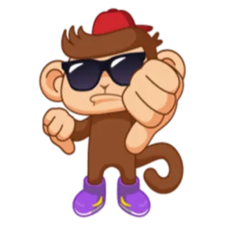 👎 macaco, desenho animado, polegar para baixo, descurtir, emoji, adesivo telegram sticker