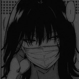 😒 ... anime, manga, chica, máscara, cansada telegram sticker