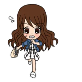 😥 мультфильм, аниме, бег, девушка, чиби, страх, побег telegram sticker