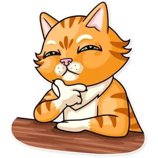 🤔 แมว, สัตว์, กำลังคิด, แมวส้ม, น่ารัก, การ์ตูน, สัตว์เลี้ยง whatsapp sticker