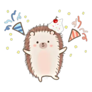 🎉 erizo, mono, fiesta, confeti, animal, celebración, sombrero whatsapp sticker