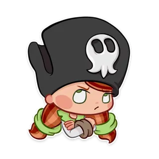 🙄 Pirat, Frau, Figur, Cartoon, Haken, Mädchen, Hut, Schädel whatsapp sticker