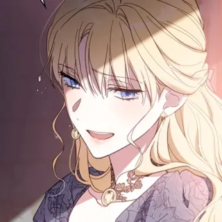 🙁 女性, 金髪, ポートレート, 漫画, アニメ telegram sticker