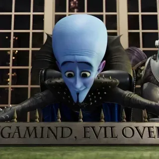 🌟 Megamind MEGAMIND, EVIL OVERL Megamind, méchant, souverain maléfique, personnage bleu, film d'animation telegram sticker