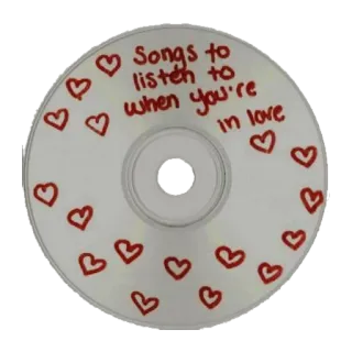 💿 Songs to listen to when you're in love CD, amore, canzoni, musica, cuore telegram sticker