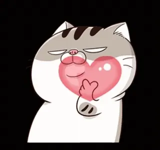 ❤️ cat, heart, love, cartoon, cute, animal, sticker telegram sticker