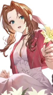 😇 Aerith Gainsborough Final Fantasy VII Anime, Videogioco, Final Fantasy, Aerith, Personaggio, Fiori telegram sticker