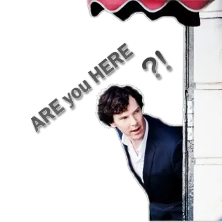😢 Sherlock Holmes ARE YOU HERE?! Sherlock, Holmes, Detective, Benedict Cumberbatch, Domanda, curioso, indagine telegram sticker