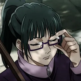 🎧 Maki Zenin Jujutsu Kaisen Anime, Manga, Jujutsu Kaisen, Maki Zenin, Gafas, Personaje telegram sticker