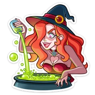 😈 witch, potion, magic, Halloween, cartoon, fantasy telegram sticker