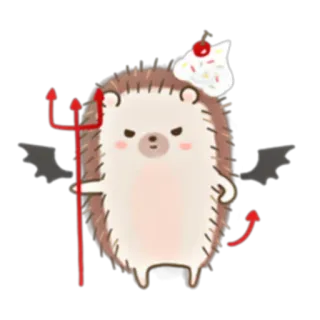👿 erizo, diablo, lindo, dibujo animado, animal, postre, gracioso, personaje whatsapp sticker