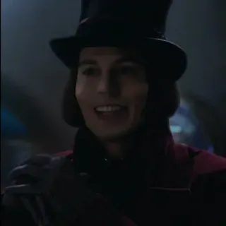 🎩 Willy Wonka Charlie and the Chocolate Factory Willy Wonka, Johnny Depp, Schokoladenfabrik, Film, Fantasy telegram sticker