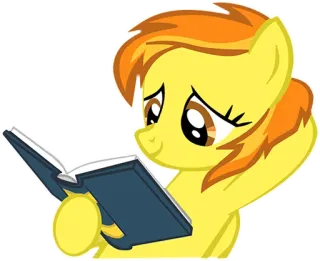 📖 pony, cartoon, book, reading, animal, equine, yellow, friendly whatsapp sticker