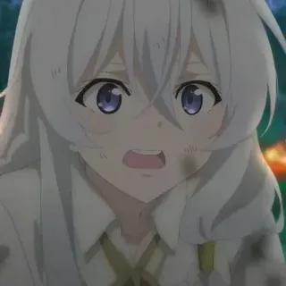 🍃 anime, girl, white hair, concerned telegram sticker