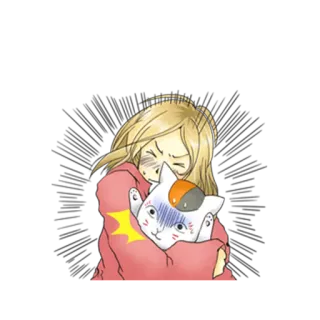👨 女の子, アニメ, 猫, ハグ, かわいい, 金髪 telegram sticker