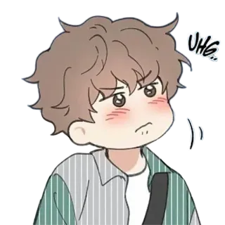 😢 UHG cartoon, anime, sticker, character, boy, cute telegram sticker