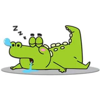 😴 crocodile, sleeping, cartoon, green, lazy, animal, reptile telegram sticker