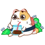 ☕️ mèo, động vật, nước uống, dễ thương, hoạt hình, sushi, mệt mỏi telegram sticker