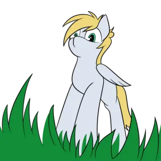 🌿 poni, kartun, rumput, hewan, putih, fantasi telegram sticker