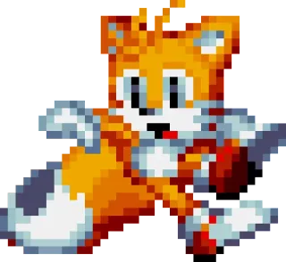 😮 Tails Tails, Sonic the Hedgehog, video game, pixel art, fox telegram sticker