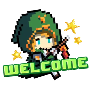 🤗 WELCOME welcome, pixel art, character, game, stars, digital art telegram sticker