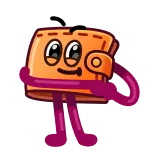 😈 billetera, dibujos animados, finanzas, dinero, personaje, accesorio telegram sticker