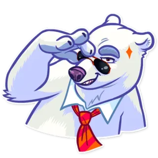 😎 Oso polar, Gafas de sol, Dibujo animado, Pegatina, Animal, Corbata, Cool whatsapp sticker